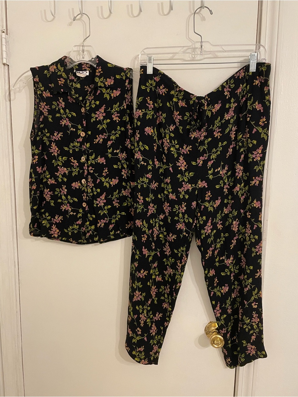Clio Black Floral Straight-Leg Pants